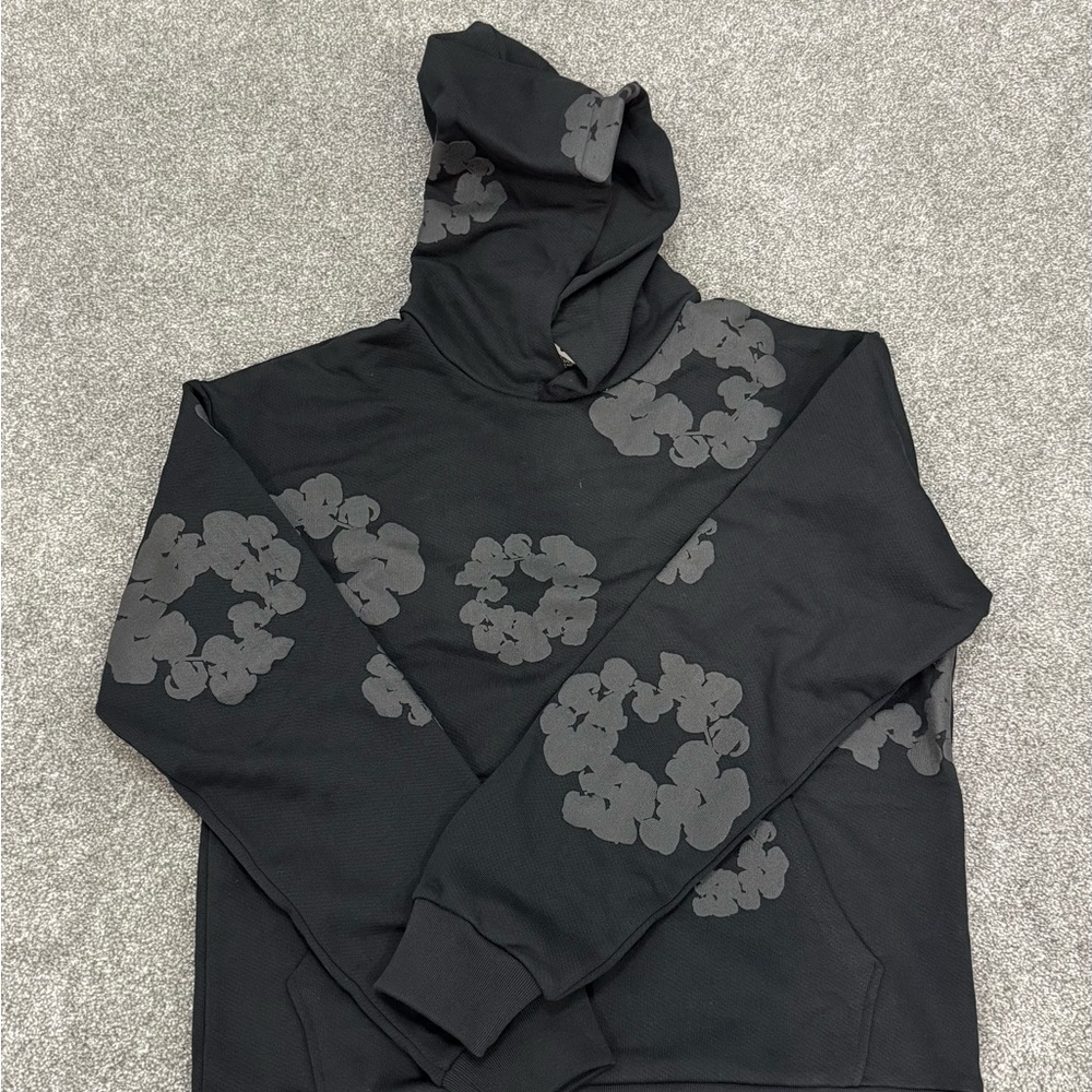 Floral Pattern Black Hoodie